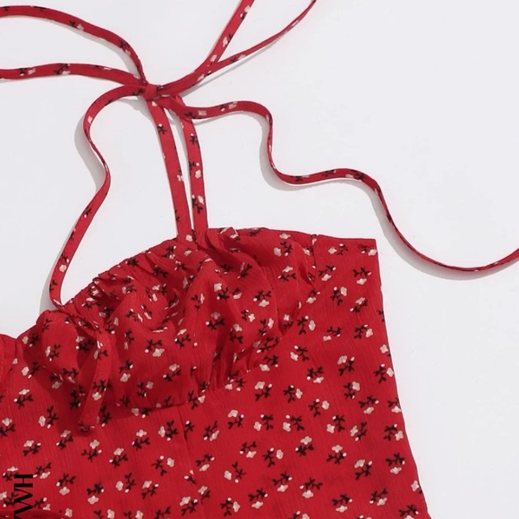 Red Floral Mini Dress - Picture 2 of 4